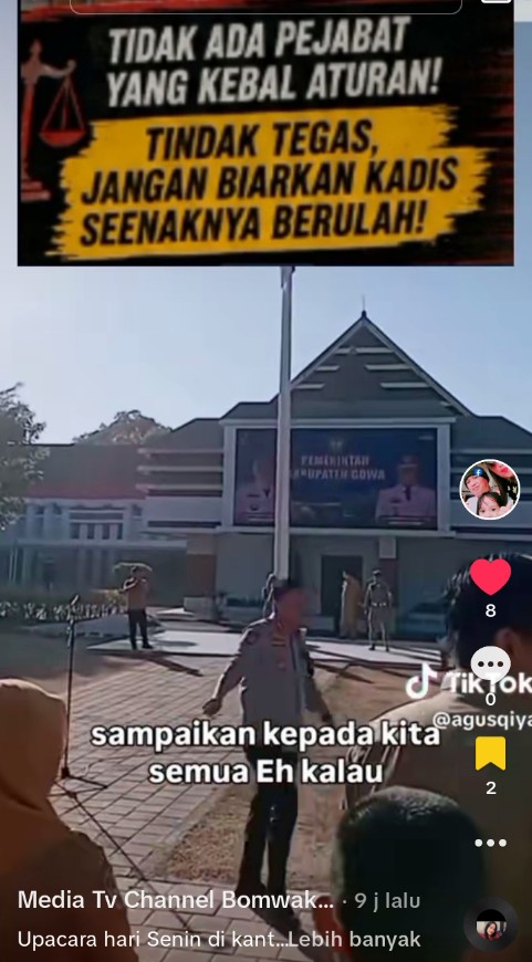 Dugaan Gangguan Upacara Rutin: Oknum Kepala Dishub Gowa Diduga Ingin Bubarkan Apel di Hadapan Bupati Husniah